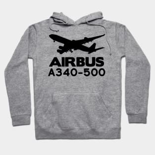 Airbus A340-500 Silhouette Print (Black) Hoodie